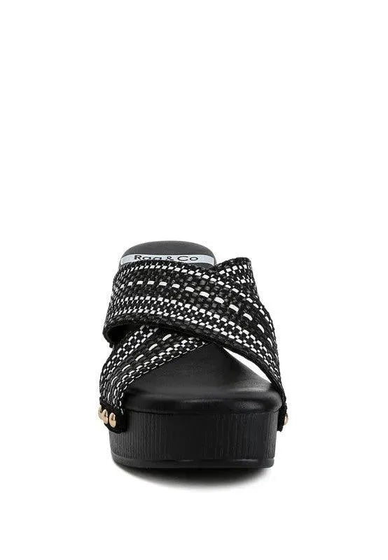 Rag & Co Finley Raffia High Block Heel Clogs - Whatever You Like Shop