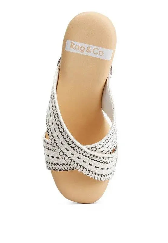 Rag & Co Finley Raffia High Block Heel Clogs - Whatever You Like Shop