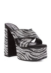 Rag & Co SINFUL HIGH PLATFORM PATTERNED DIAMANTE SLIDES - Whatever You Like Shop