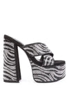 Rag & Co SINFUL HIGH PLATFORM PATTERNED DIAMANTE SLIDES - Whatever You Like Shop