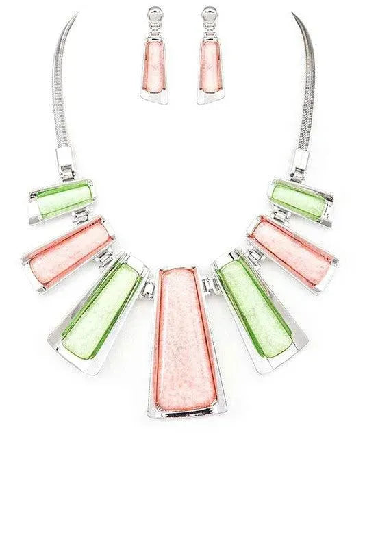 Resin Bars Statement Necklace Set - Whatever You Like Shop