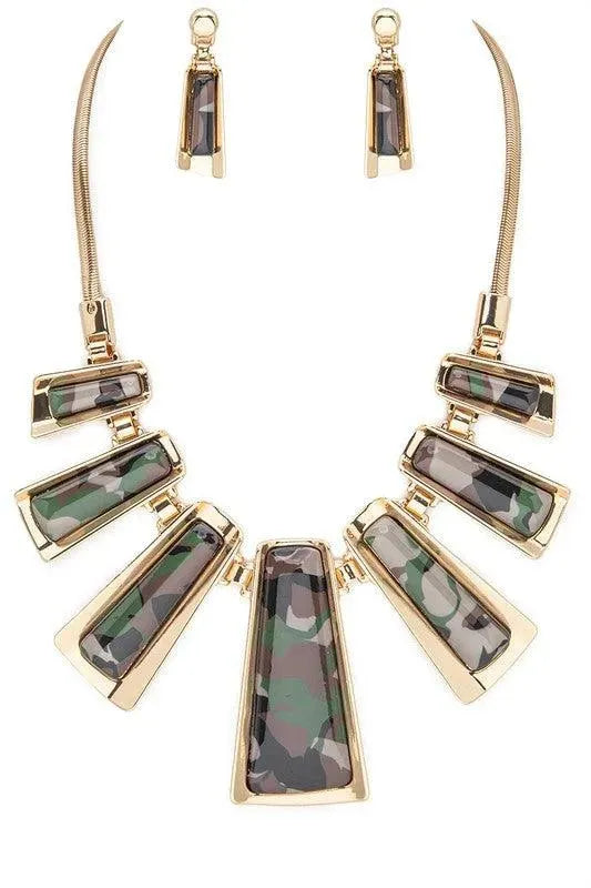 Resin Bars Statement Necklace Set - Whatever You Like Shop