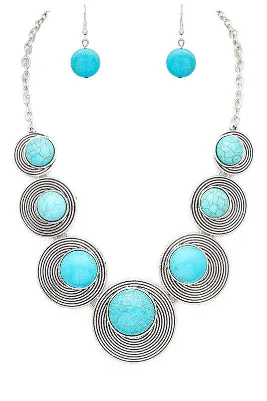 Round Stone Western Necklace Set - Whatever You Like Shop