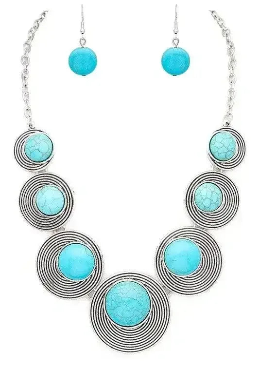 Round Stone Western Necklace Set - Whatever You Like Shop