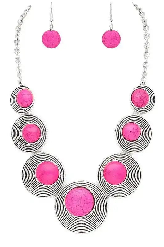 Round Stone Western Necklace Set - Whatever You Like Shop