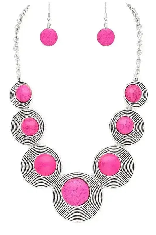Round Stone Western Necklace Set - Whatever You Like Shop