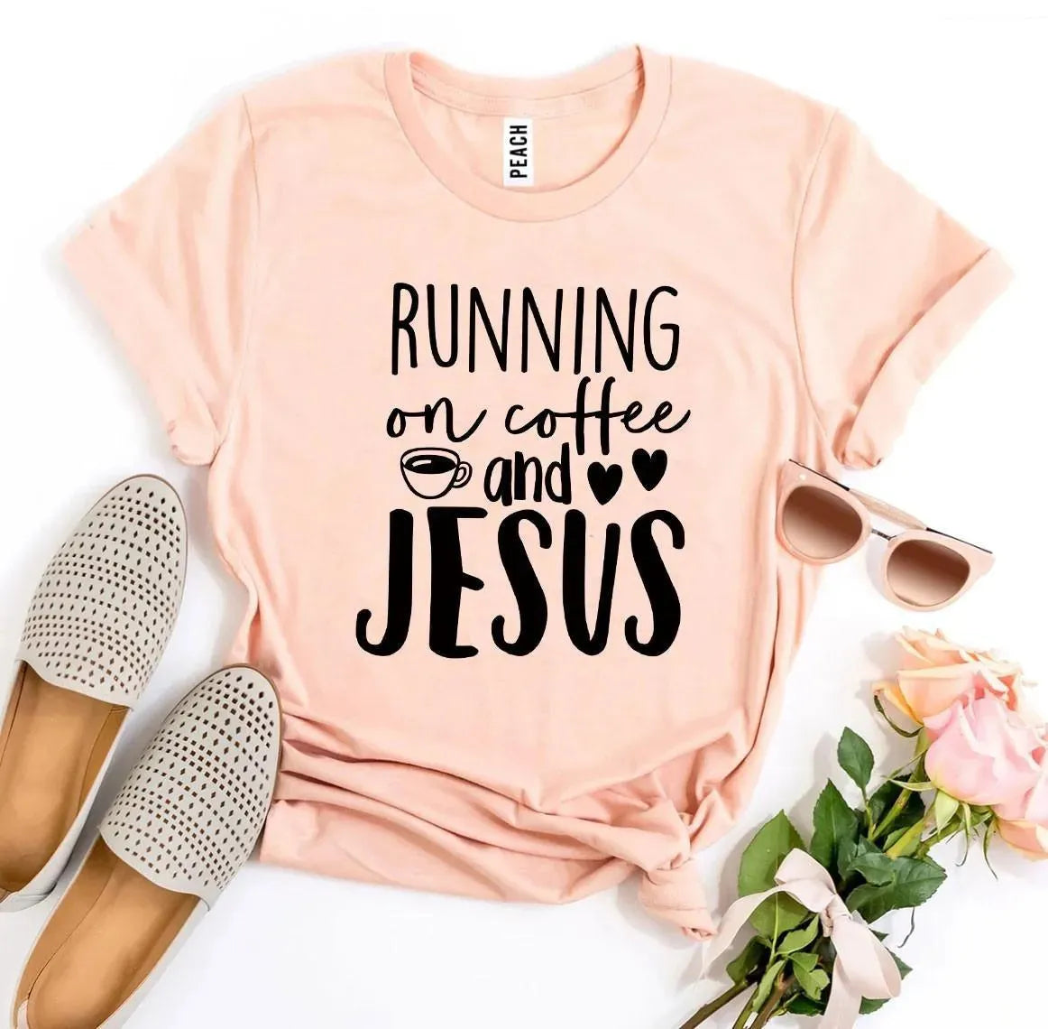 Running On Coffee and Jesus T-Shirt Bella Canvas Delivered in 7 Days - Whatever You Like Shop