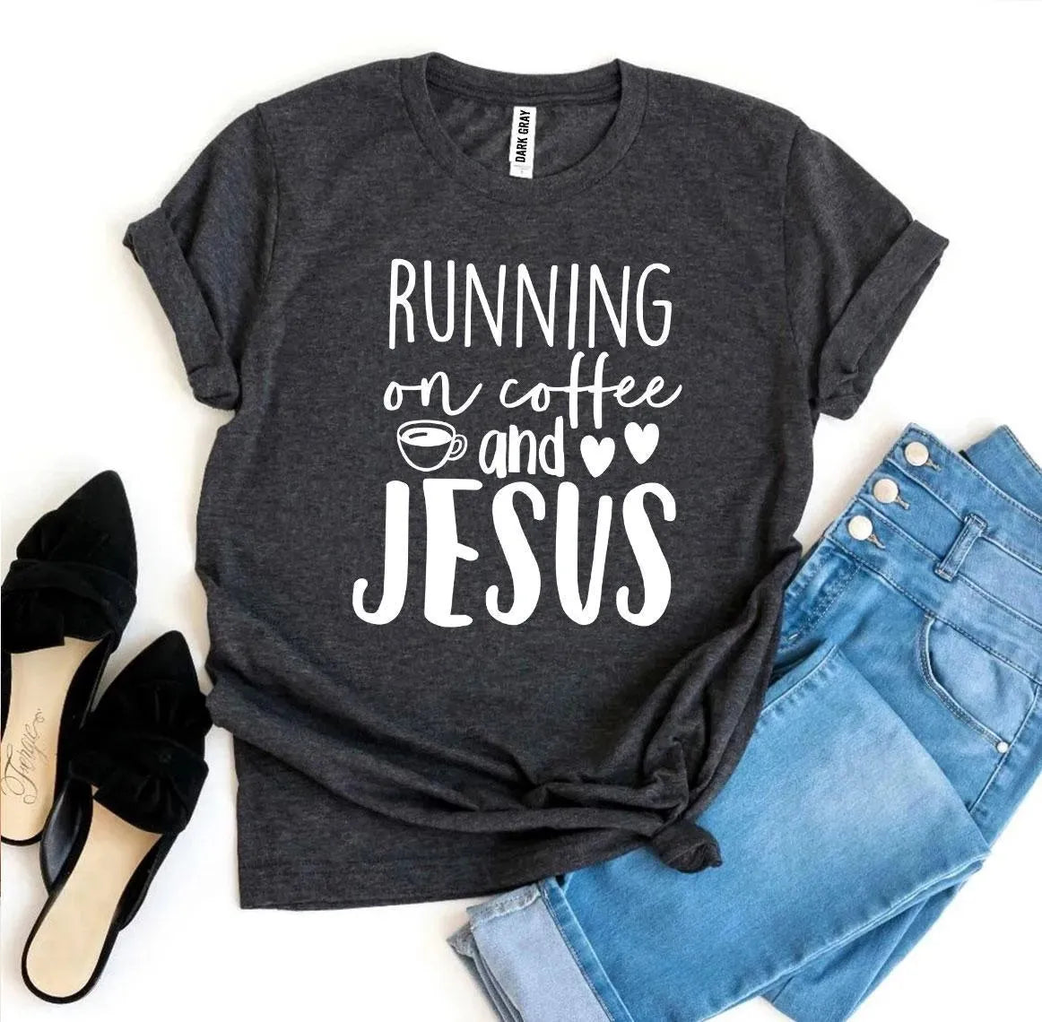 Running On Coffee and Jesus T-Shirt Bella Canvas Delivered in 7 Days - Whatever You Like Shop