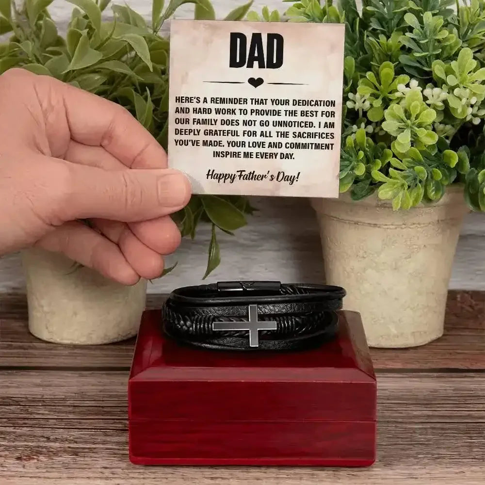 Shop Men's Cross Bracelet for Dad with Message Card - Whatever You Like Shop