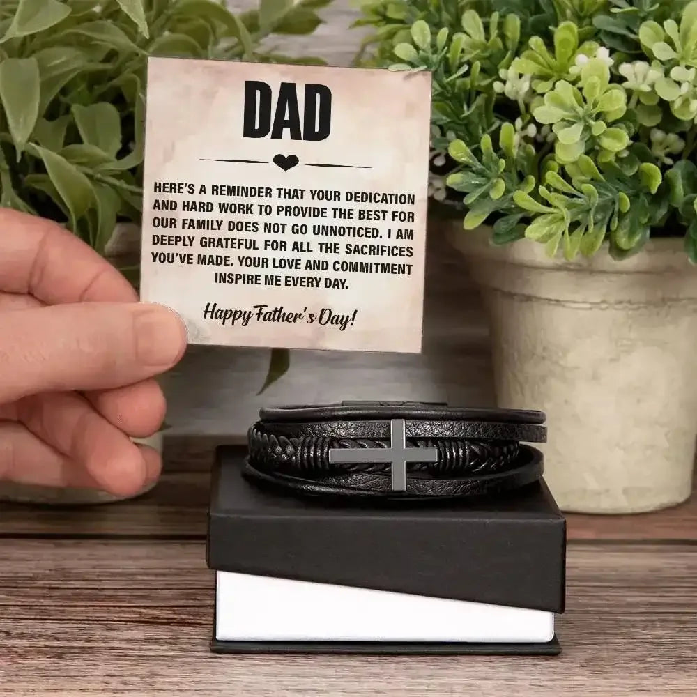 Shop Men's Cross Bracelet for Dad with Message Card - Whatever You Like Shop