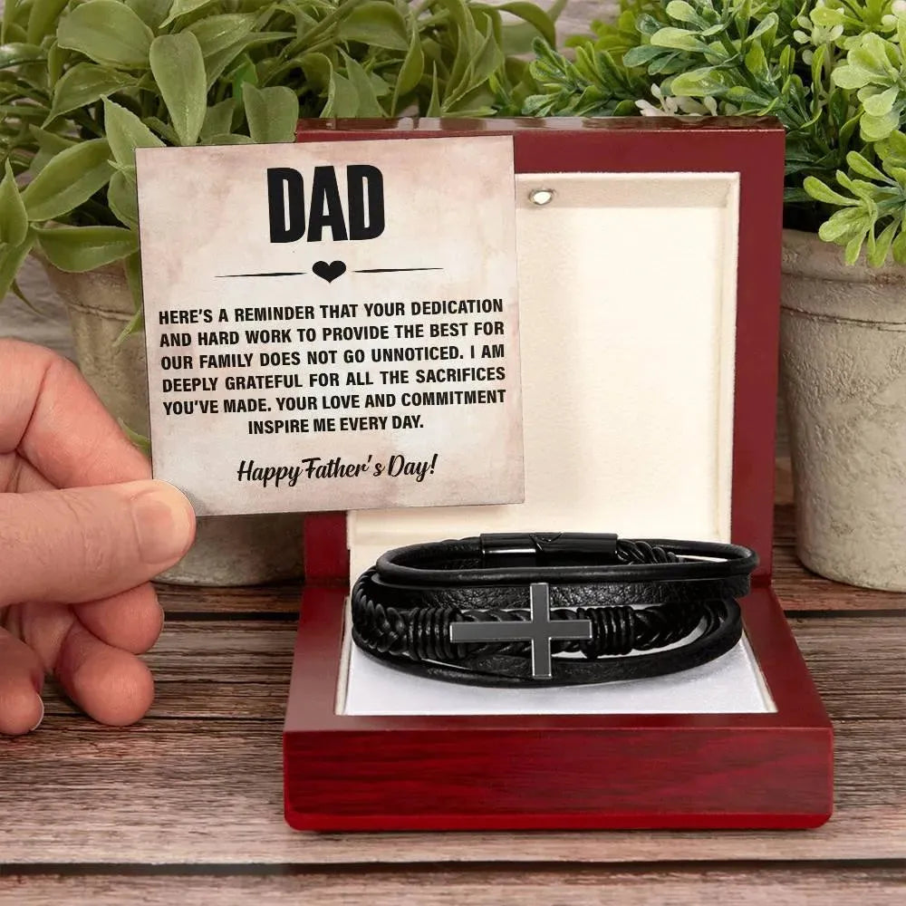 Shop Men's Cross Bracelet for Dad with Message Card - Whatever You Like Shop