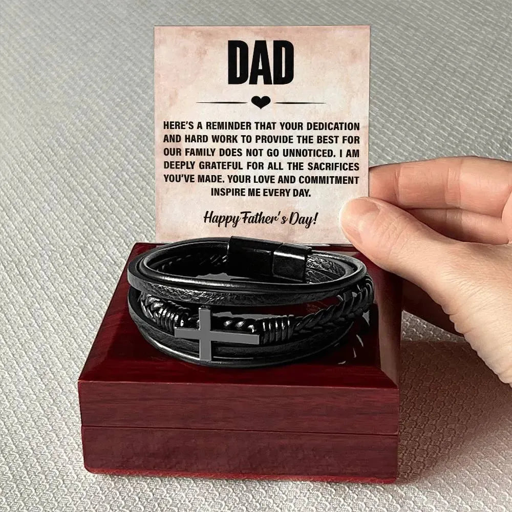 Shop Men's Cross Bracelet for Dad with Message Card - Whatever You Like Shop