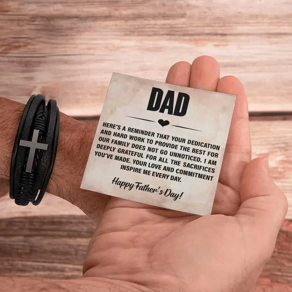 Shop Men's Cross Bracelet for Dad with Message Card - Whatever You Like Shop