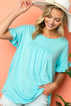 SOLID RUFFLED SL BABY DOLL TOP - Whatever You Like Shop