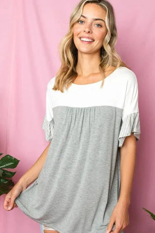 SOLID STRIPE BABY DOLL TOP - Whatever You Like Shop