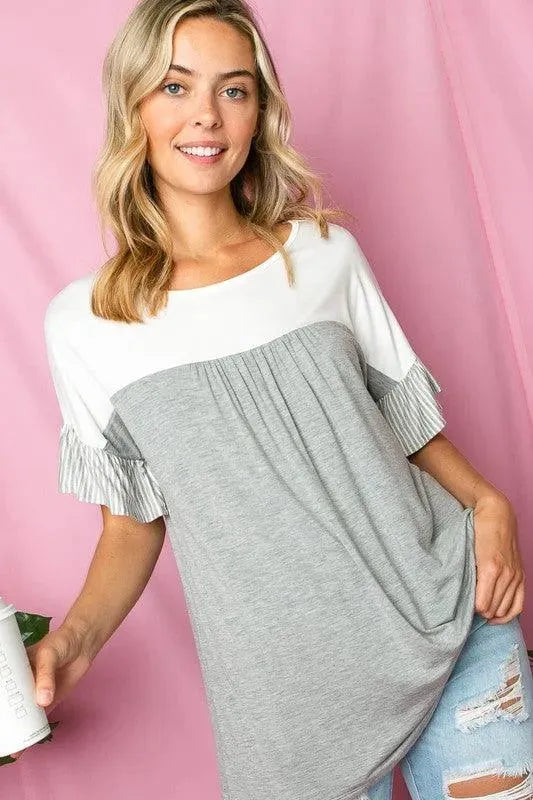 SOLID STRIPE BABY DOLL TOP - Whatever You Like Shop