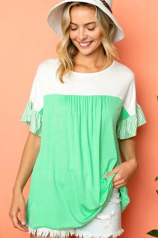 SOLID STRIPE BABY DOLL TOP - Whatever You Like Shop