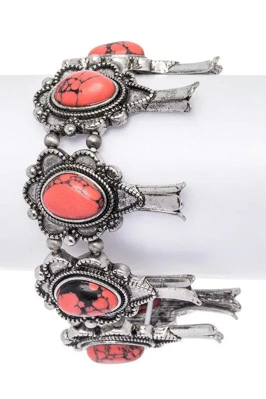 Squash Blossom Western Stone Bracelet - Whatever You Like Shop