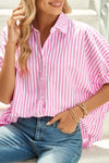 Stripe Button Up Dolman Shirt - Whatever You Like Shop