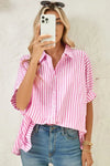 Stripe Button Up Dolman Shirt - Whatever You Like Shop