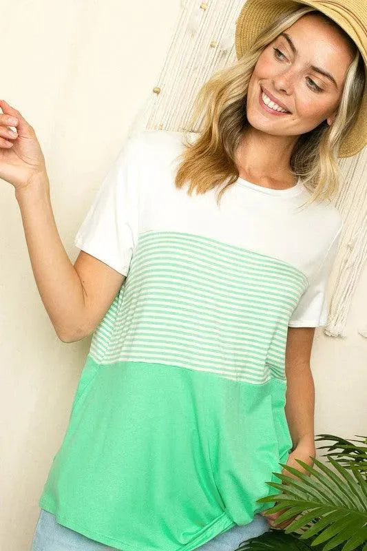 Stripe Color Block Tunic Top - Whatever You Like Shop