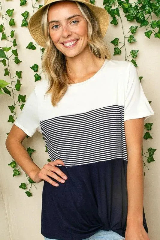 Stripe Color Block Tunic Top - Whatever You Like Shop