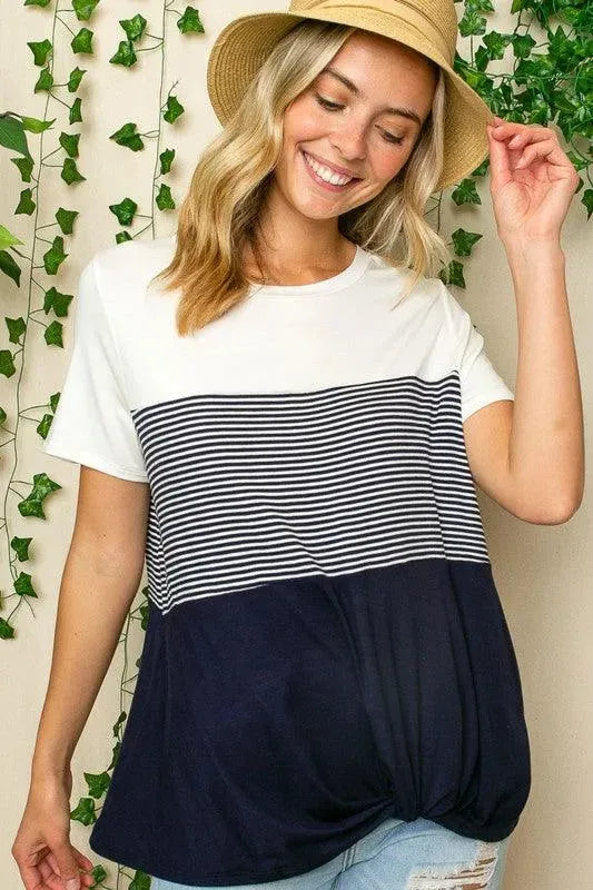 Stripe Color Block Tunic Top - Whatever You Like Shop