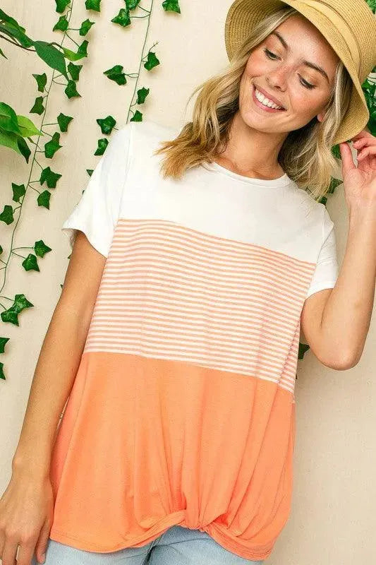 Stripe Color Block Tunic Top - Whatever You Like Shop