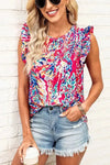 Summer Women Floral Print Tank Top with Ruffles - Whatever You Like Shop