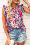 Summer Women Floral Print Tank Top with Ruffles - Whatever You Like Shop