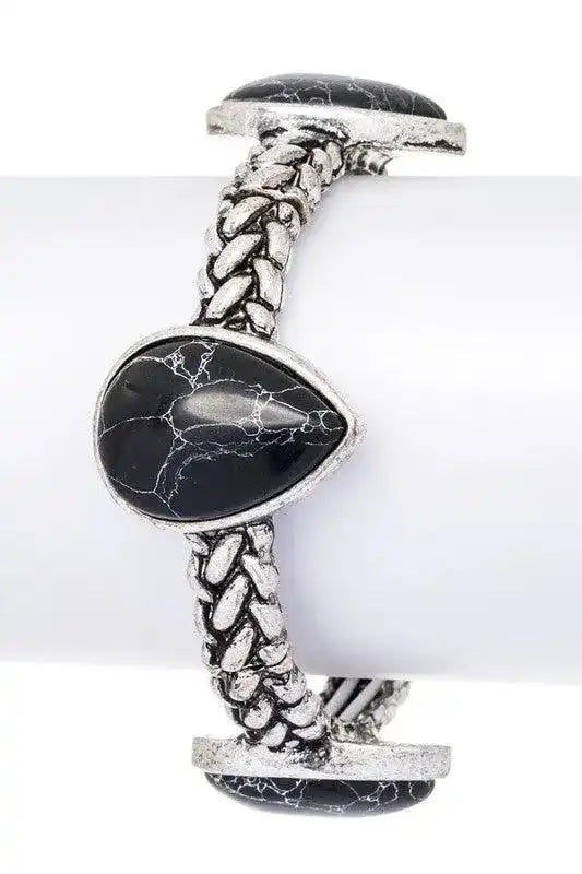 Teardrop Stone Textured Stretch Bracelet - Whatever You Like Shop
