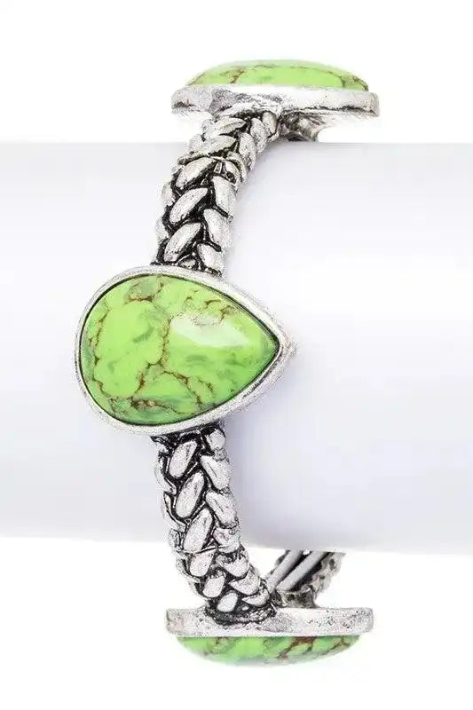Teardrop Stone Textured Stretch Bracelet - Whatever You Like Shop