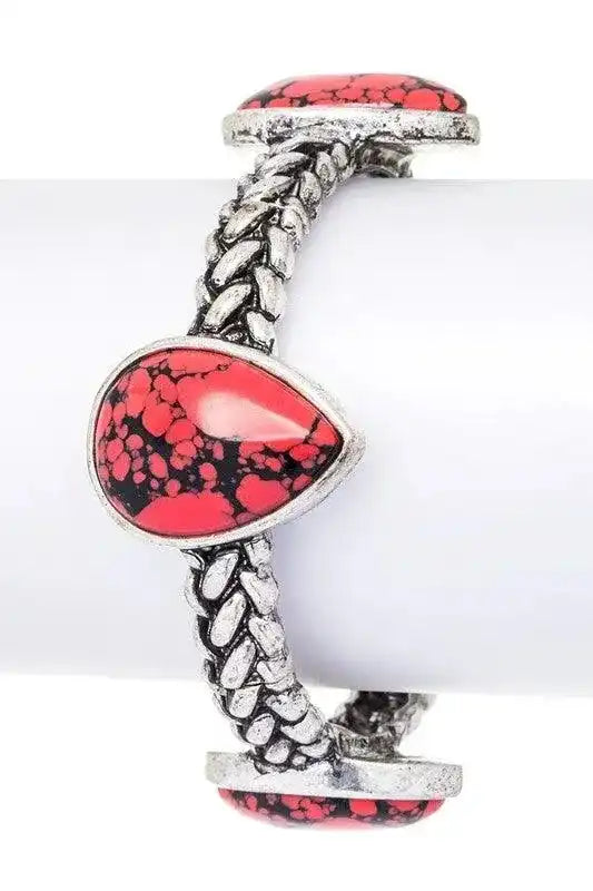 Teardrop Stone Textured Stretch Bracelet - Whatever You Like Shop