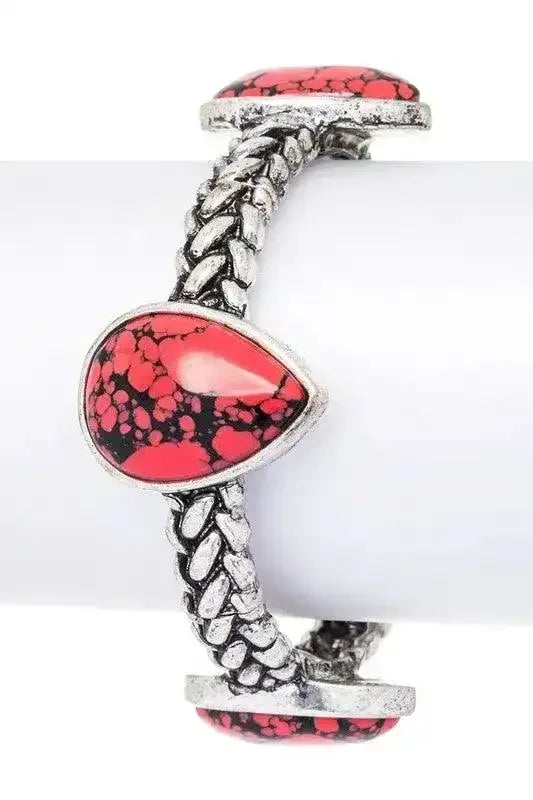 Teardrop Stone Textured Stretch Bracelet - Whatever You Like Shop