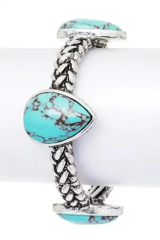 Teardrop Stone Textured Stretch Bracelet - Whatever You Like Shop