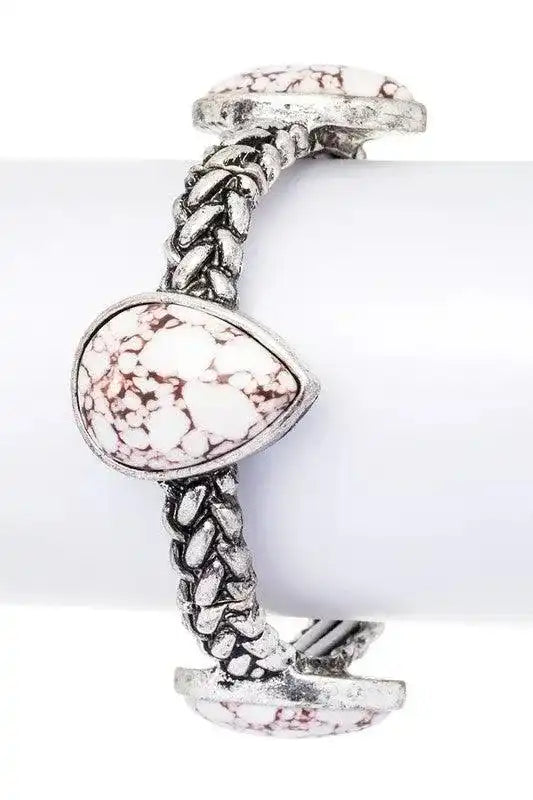 Teardrop Stone Textured Stretch Bracelet - Whatever You Like Shop
