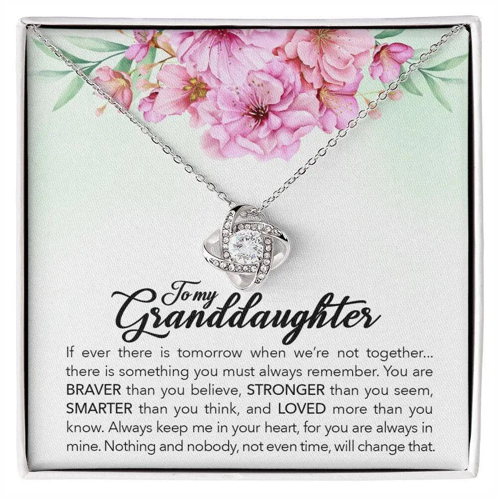 To My Granddaughter, Always Keep Me In Your Heart, - Love Knot Necklace - Whatever You Like Shop