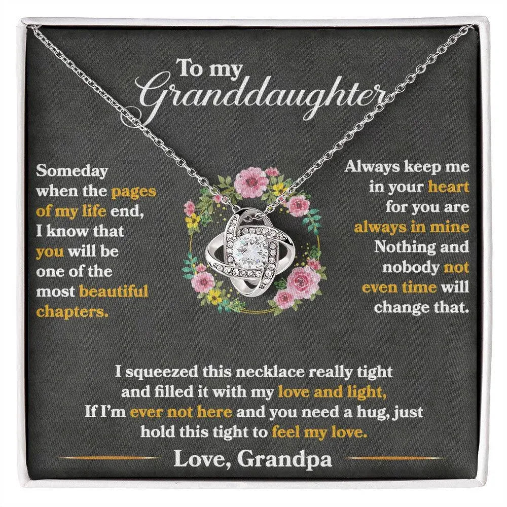 To My Granddaughter, Hold This Tight To Feel My Love - Love Knot Necklace - Whatever You Like Shop