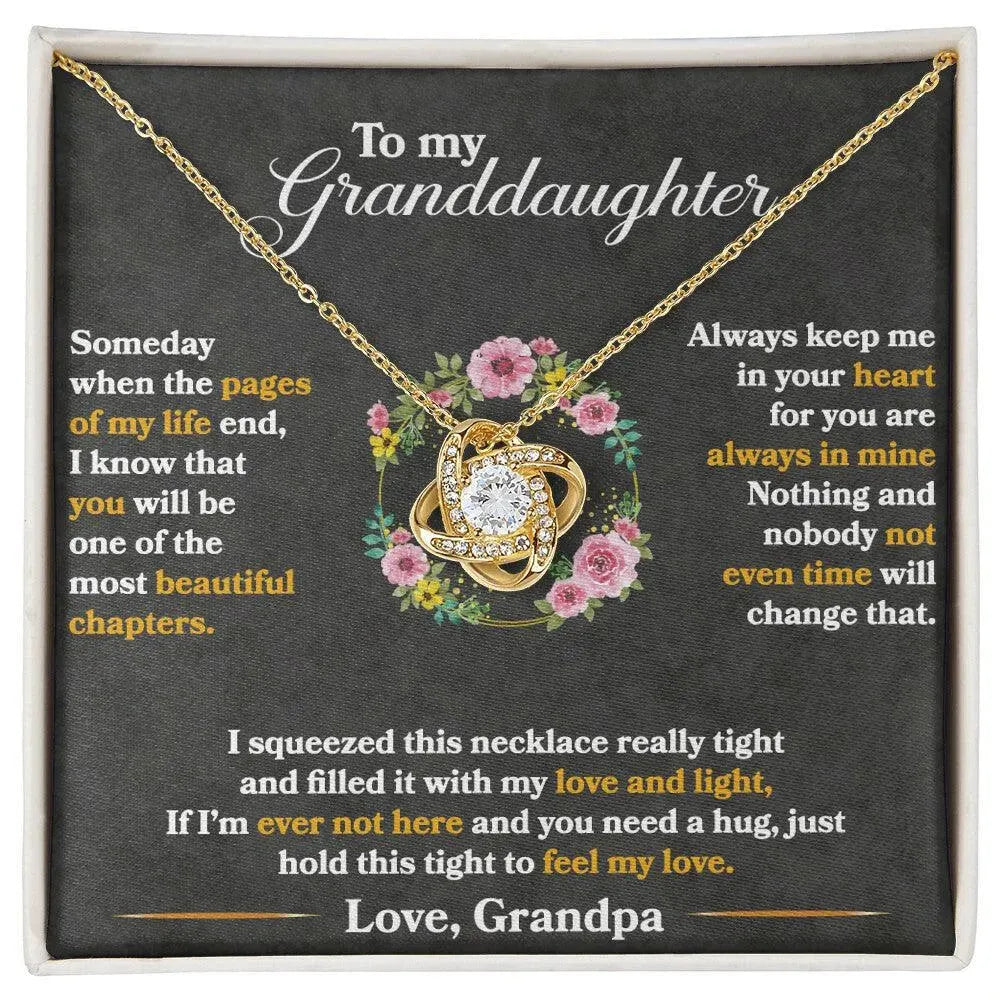 To My Granddaughter, Hold This Tight To Feel My Love - Love Knot Necklace - Whatever You Like Shop