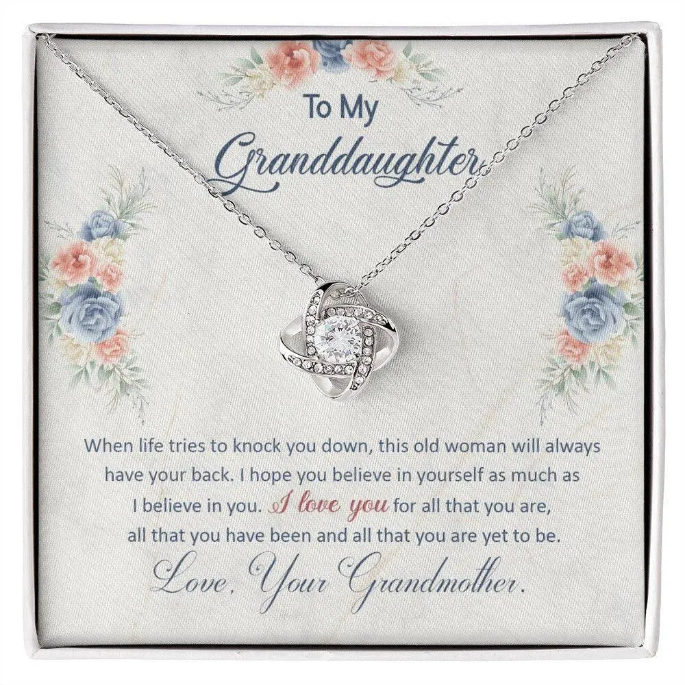 To My Granddaughter, This Old Woman Will Always Have Your Back - Love Knot Necklace - Whatever You Like Shop