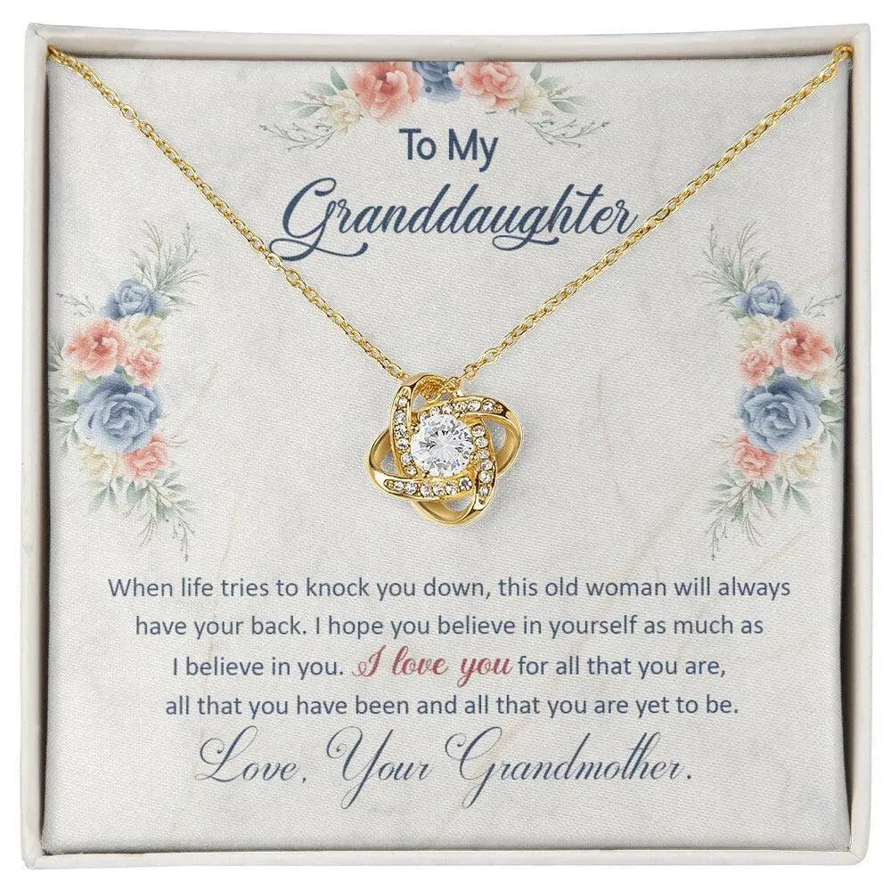 To My Granddaughter, This Old Woman Will Always Have Your Back - Love Knot Necklace - Whatever You Like Shop