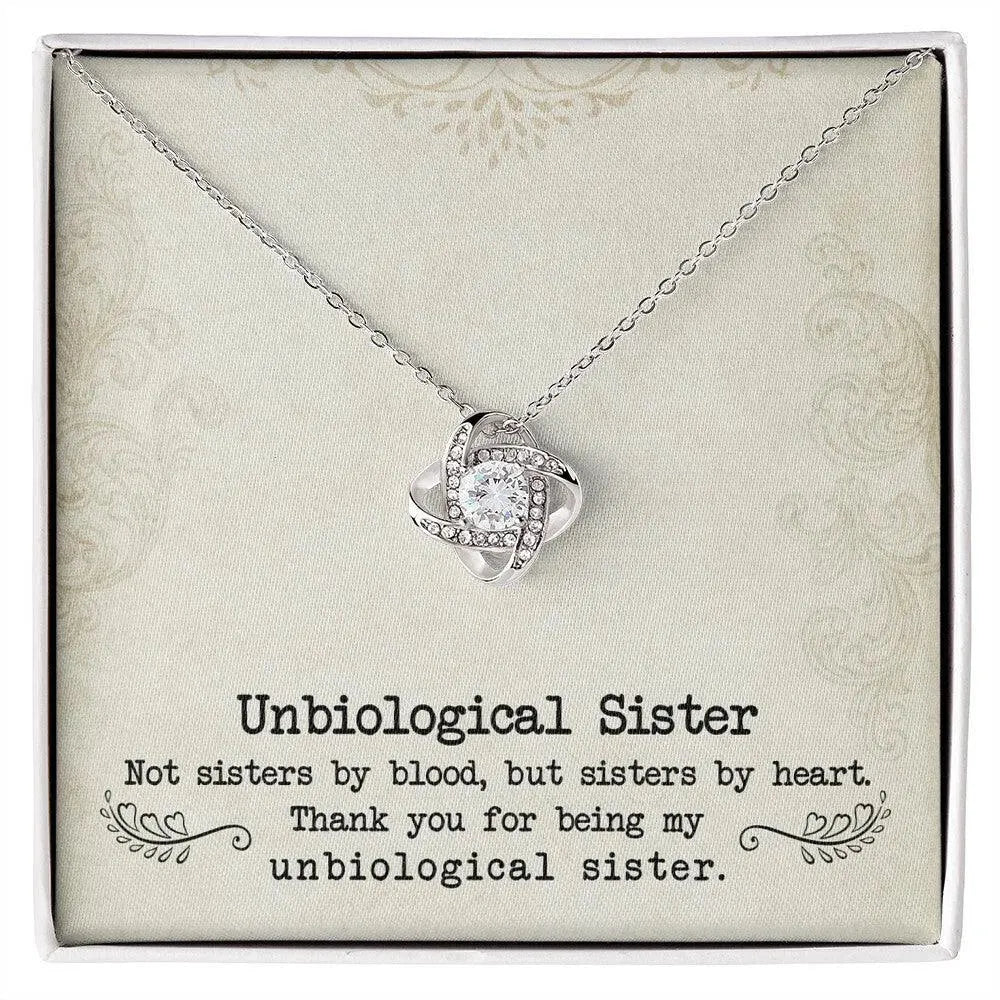 To My Unbiological Sister, Sister By Heart - Love Knot Necklace - Whatever You Like Shop