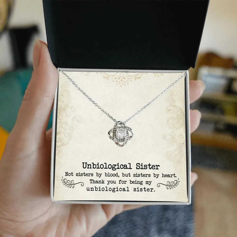 To My Unbiological Sister, Sister By Heart - Love Knot Necklace - Whatever You Like Shop