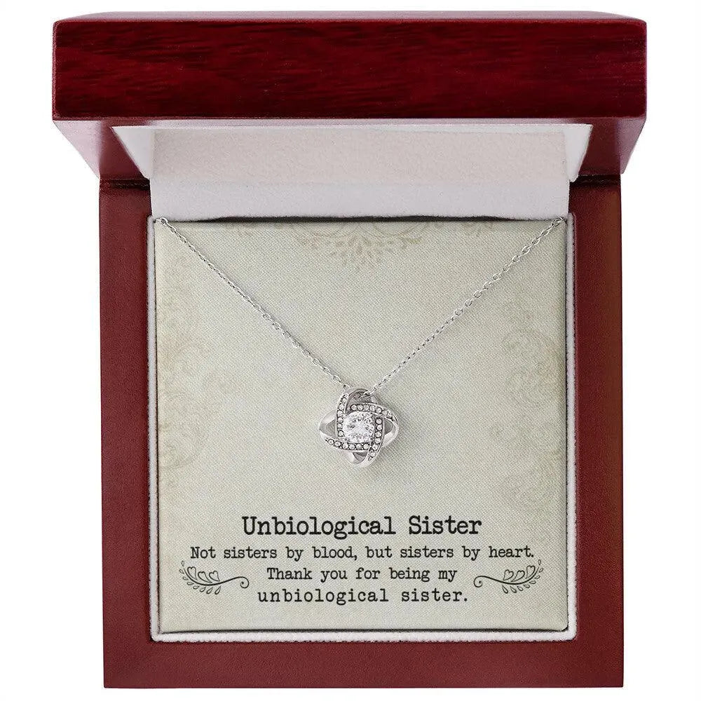 To My Unbiological Sister, Sister By Heart - Love Knot Necklace - Whatever You Like Shop