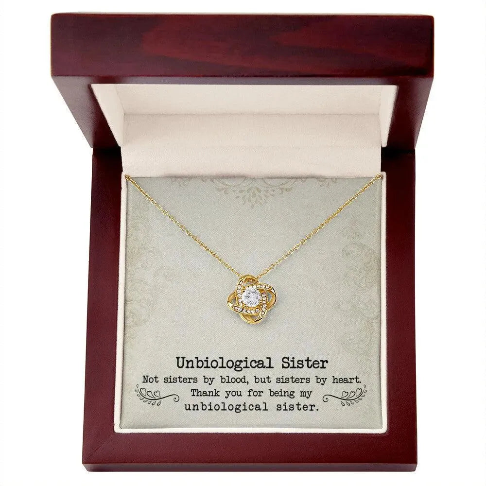 To My Unbiological Sister, Sister By Heart - Love Knot Necklace - Whatever You Like Shop