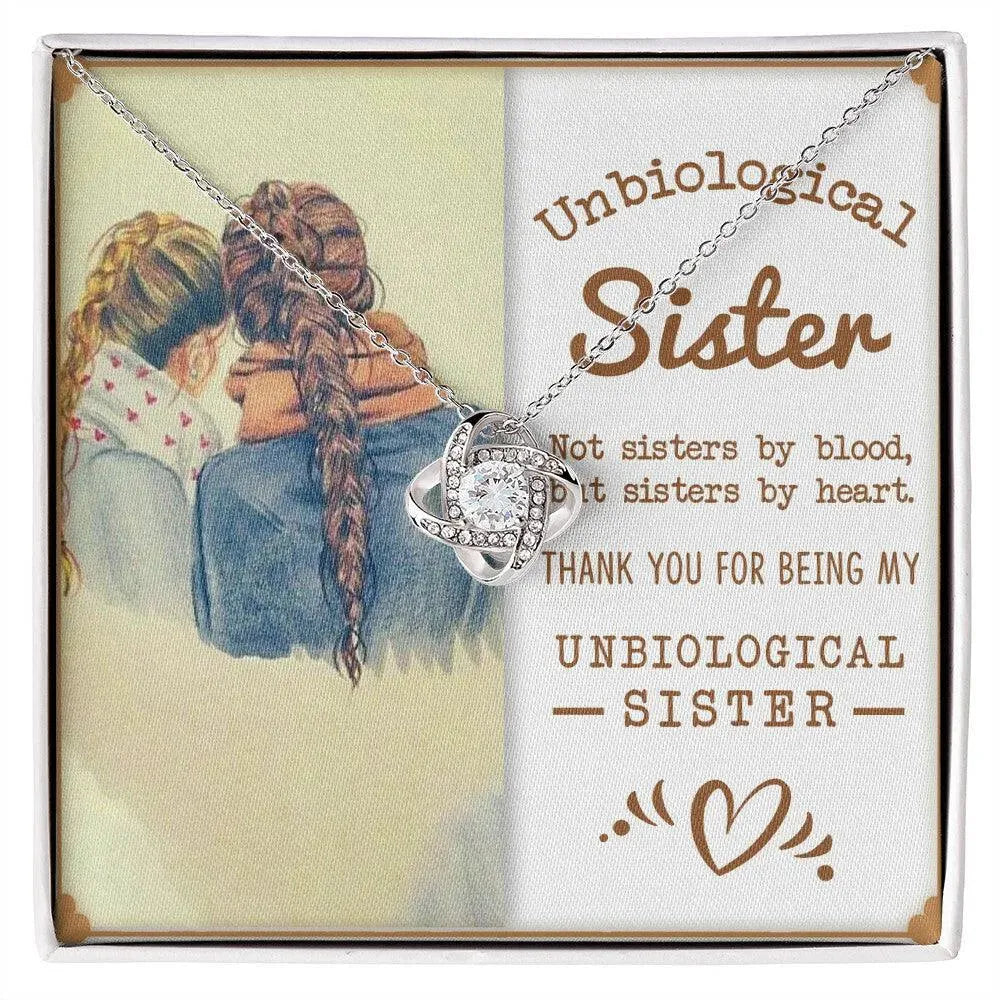 To My Unbiological Sister, Sisters By Heart - Love Knot Necklace - Whatever You Like Shop