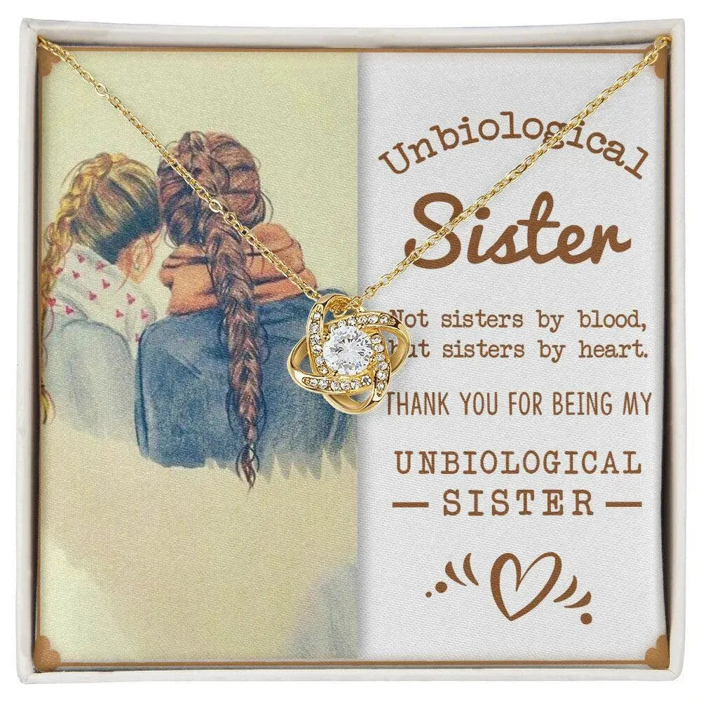 To My Unbiological Sister, Sisters By Heart - Love Knot Necklace - Whatever You Like Shop