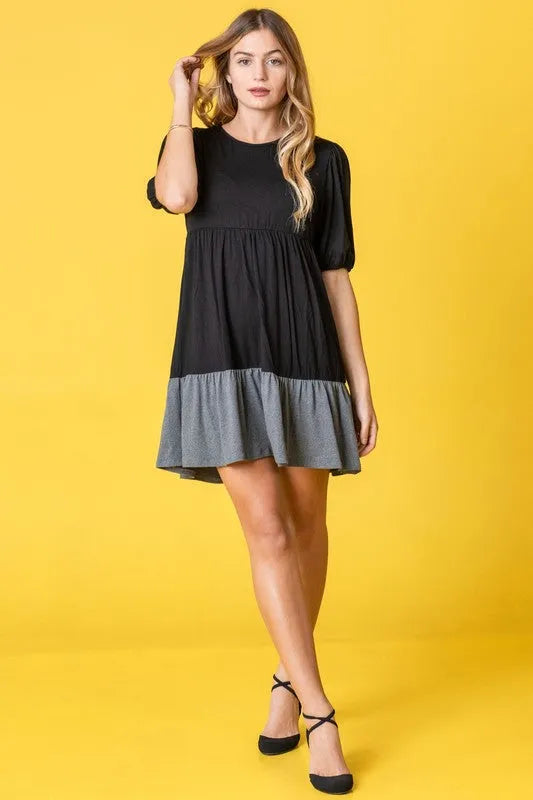 Two Tone Tiered Mini Dress - Whatever You Like Shop