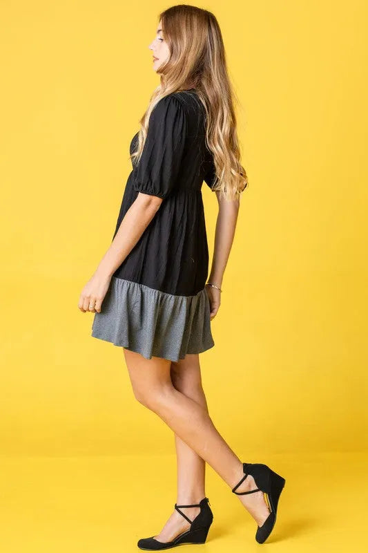 Two Tone Tiered Mini Dress - Whatever You Like Shop