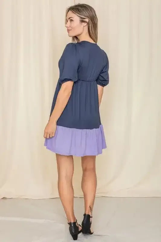 Two Tone Tiered Mini Dress - Whatever You Like Shop